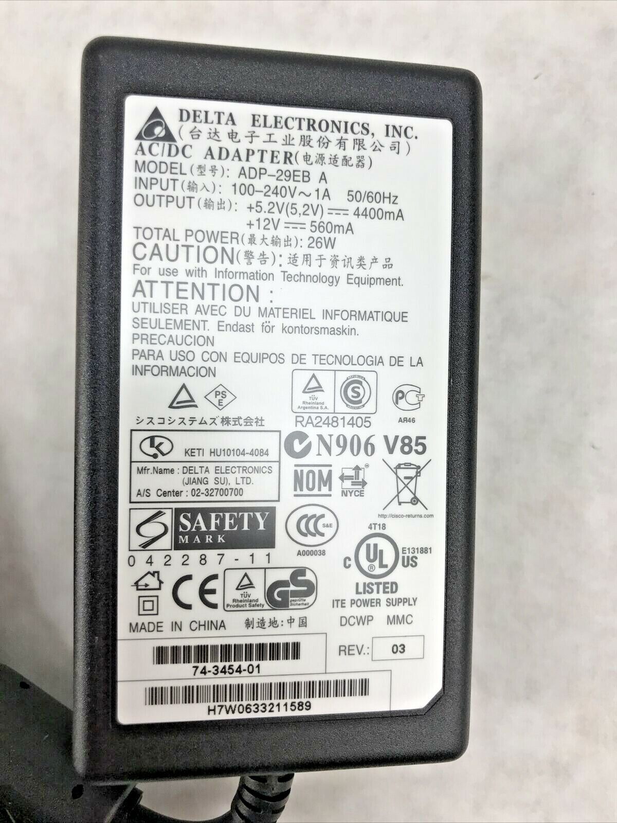 Genuine Delta Electronics Model ADP-29EB A Power Supply Unit AC/DC Adapter