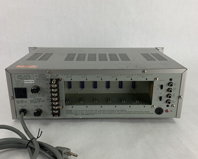 TOA A-912A 900 Series Mixer/Amplifier Missing Modular Cards Tested