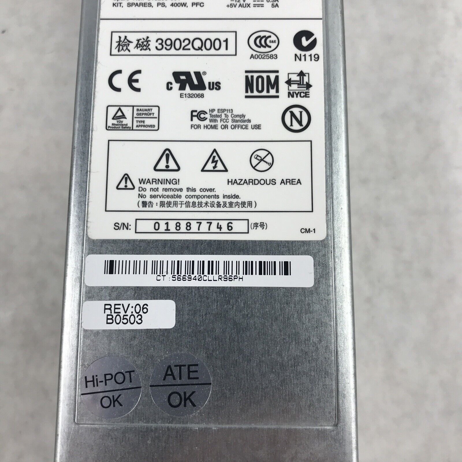 (Lot of 2) HP ESP113 400W 60Hz 240V PS-3381-1C1 Server Power Supply