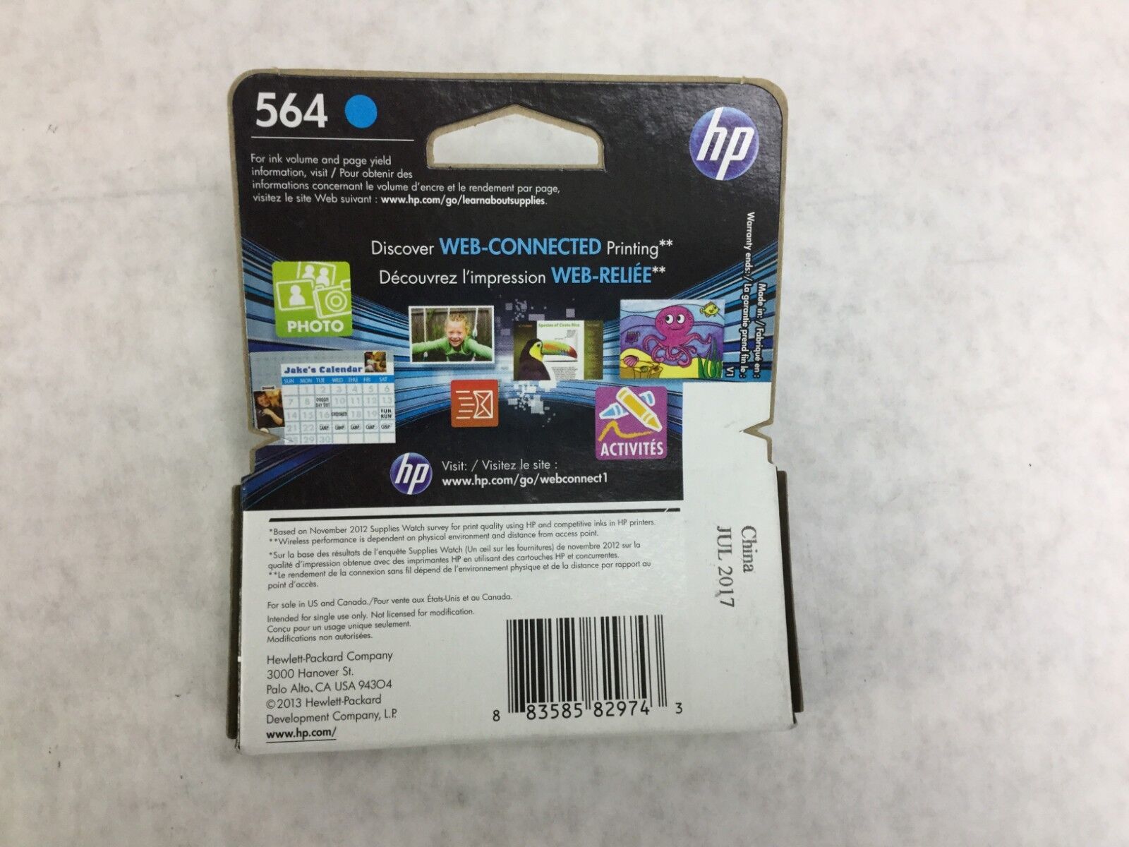 Genuine HP 564 Cyan CB318WN Warranty End Date Jul 2017  Factory Sealed  NIB