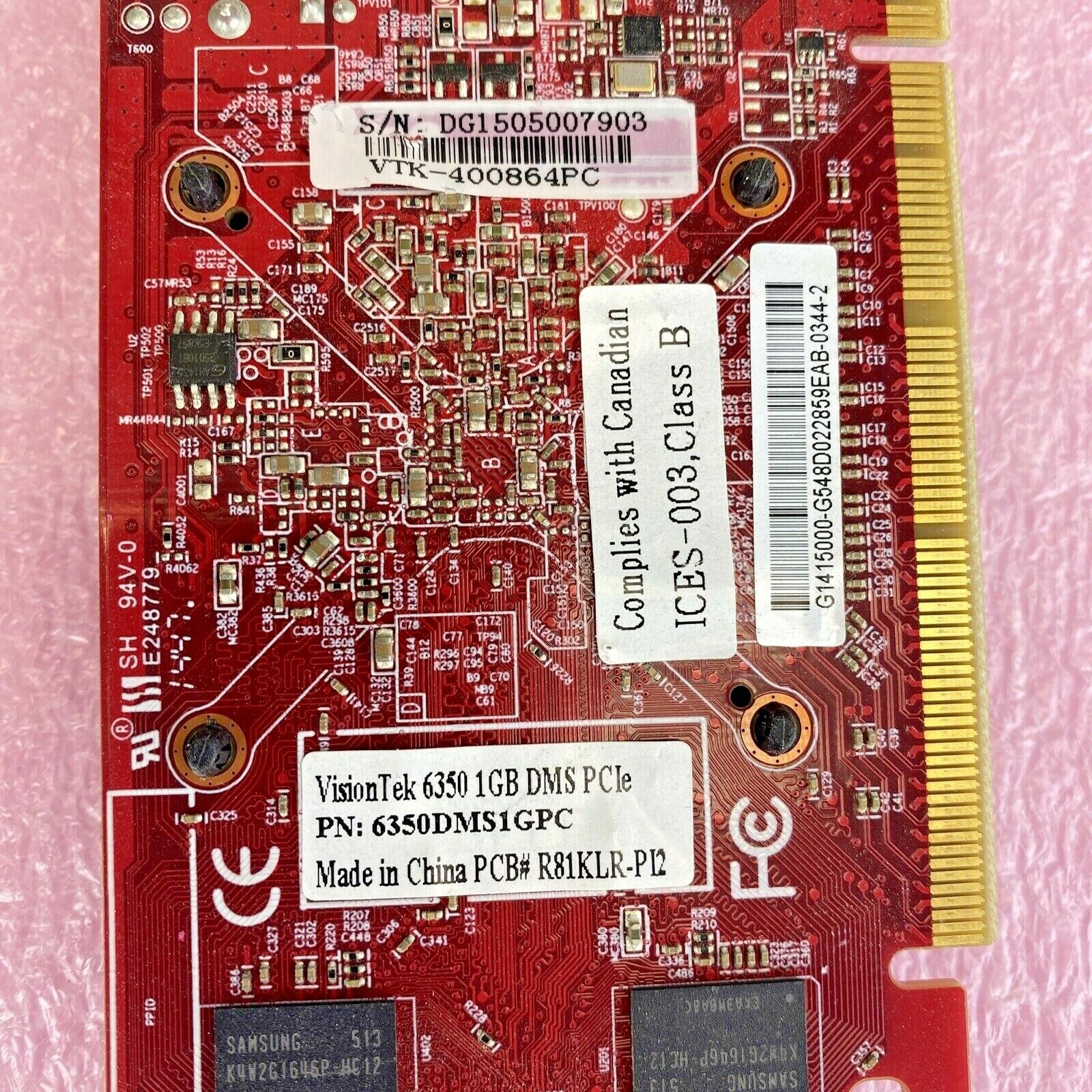 VisionTek 6350DMS1GPC Radeon LF R81KLR 1GB DDR3 PCI video graphics card