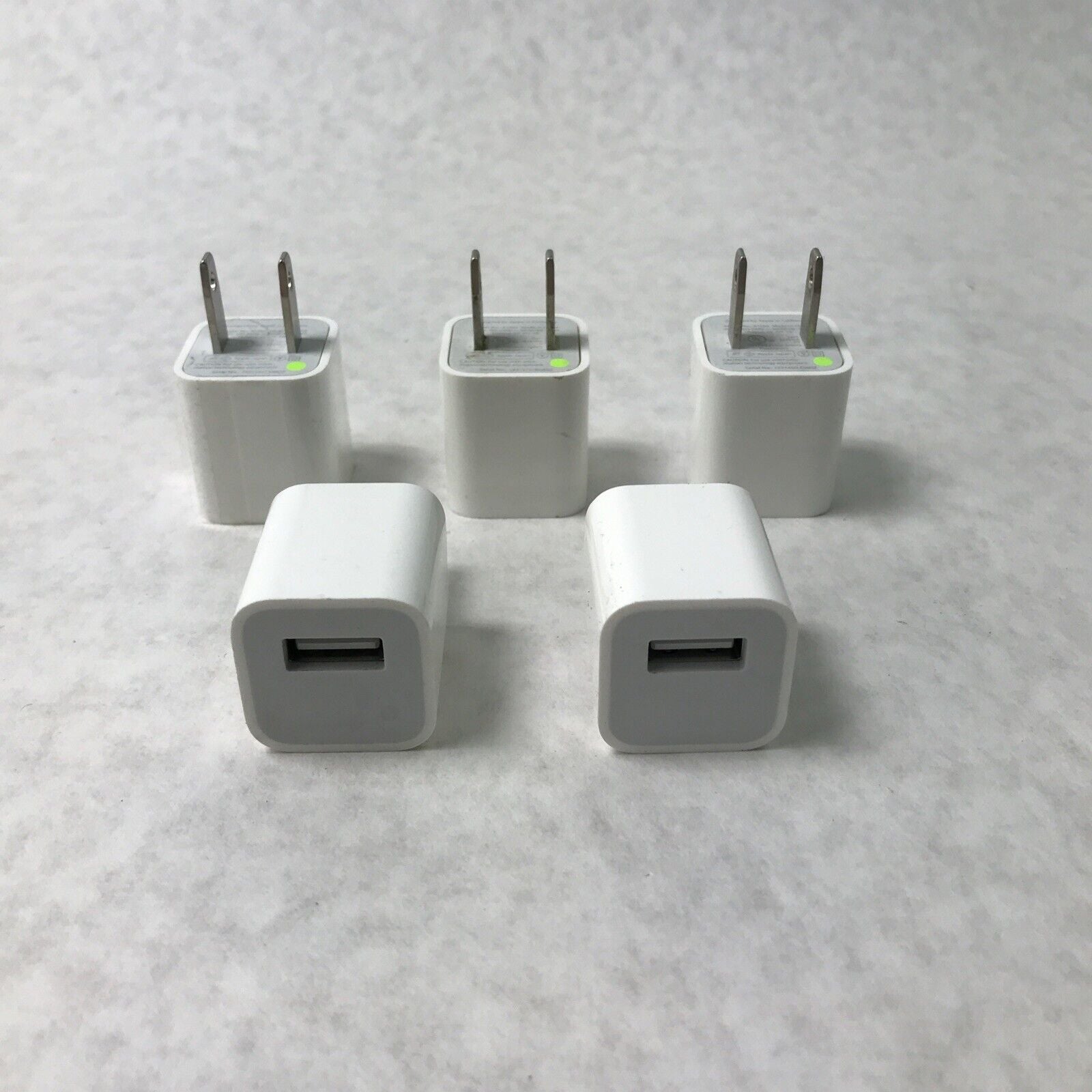 (Lot of 5) Genuine Apple Power Adapter Standard Outlet to USB 240V 60Hz 1A