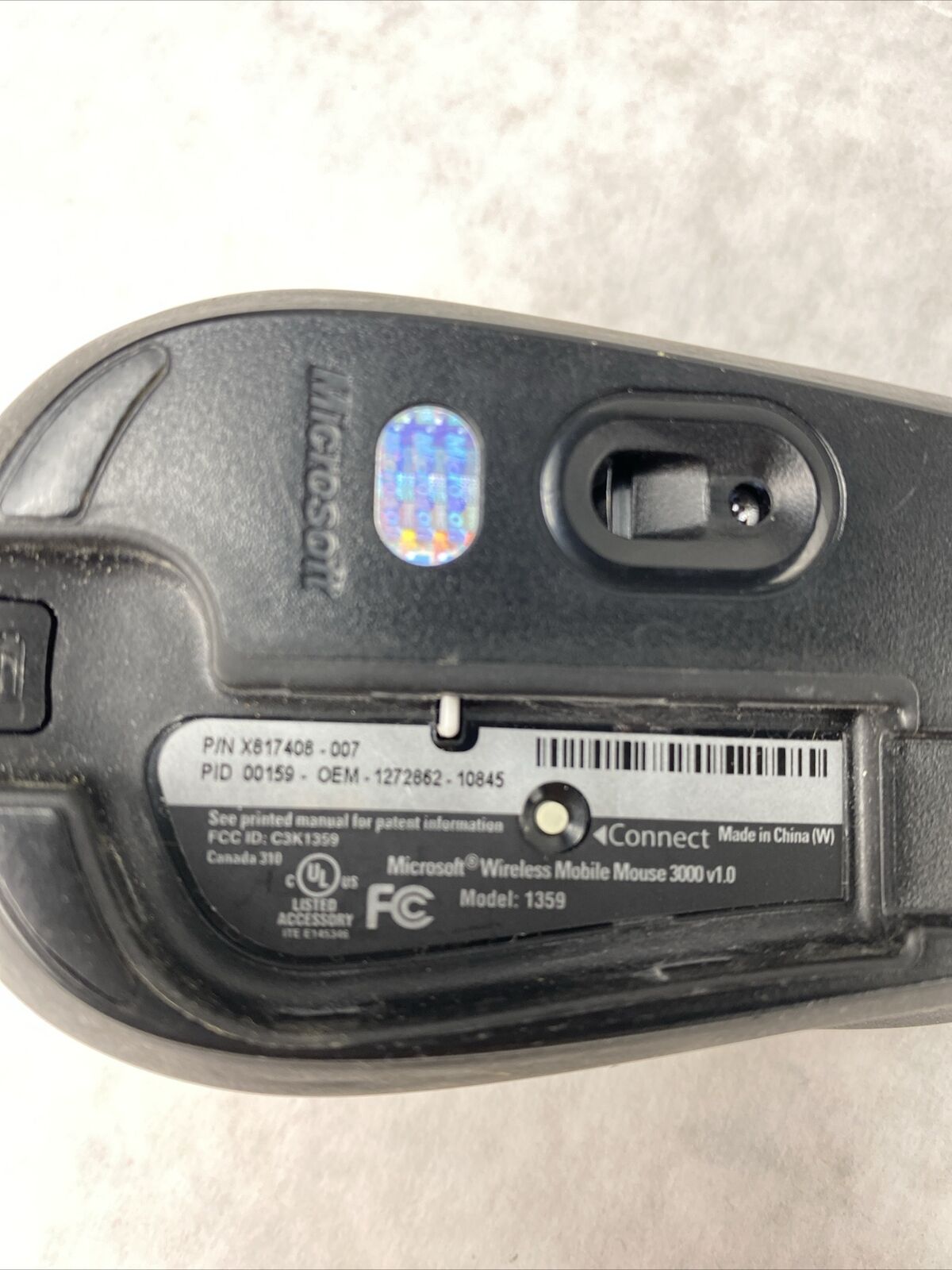 Microsoft 1359 Optical 4-Button Mobile Wireless Mouse 3000 v1 Gray + USB Dongle