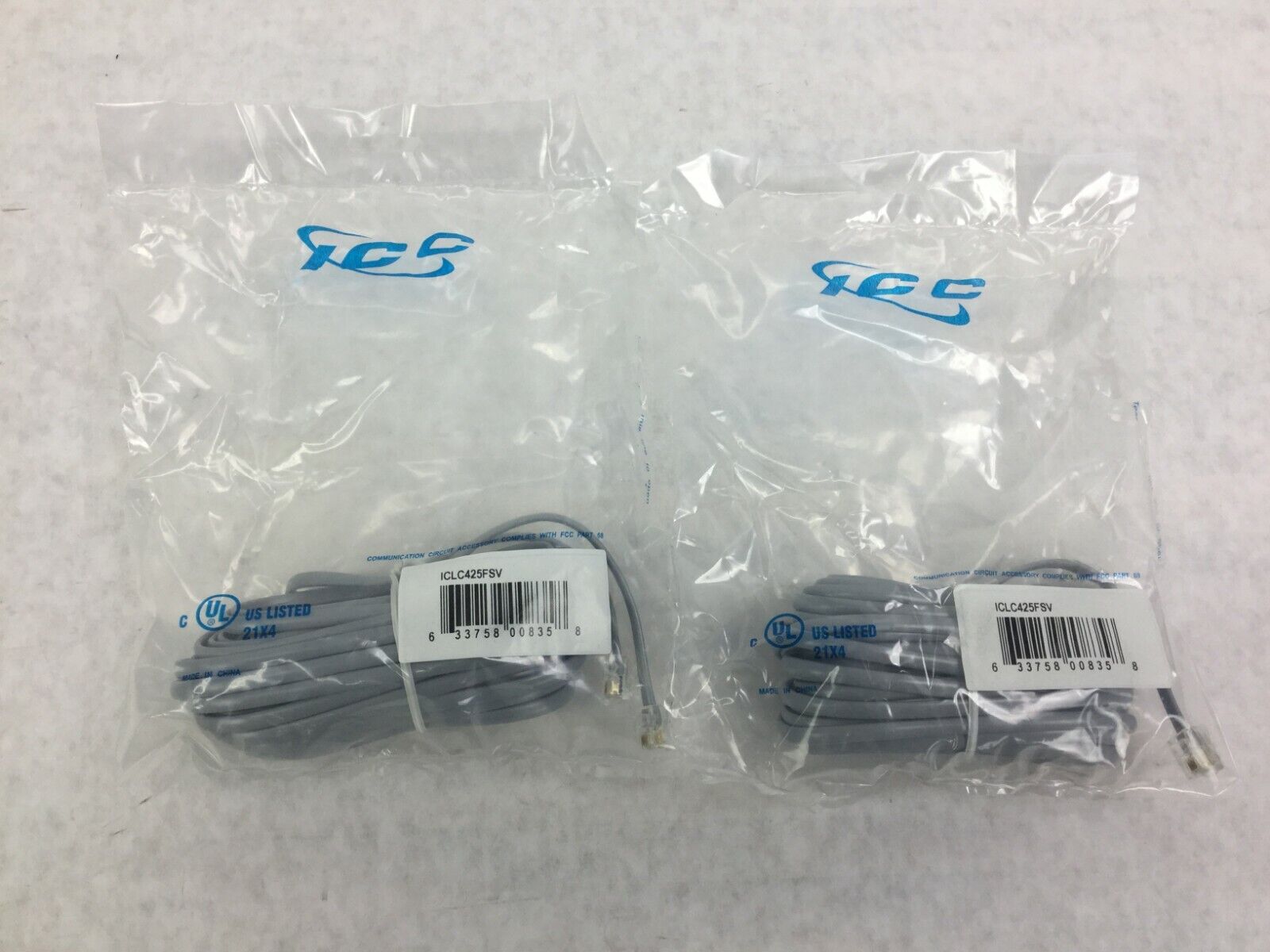 ICC ICLC425FSV 25' ft  Flat Line Cord   Lot of 4   Sealed Packages