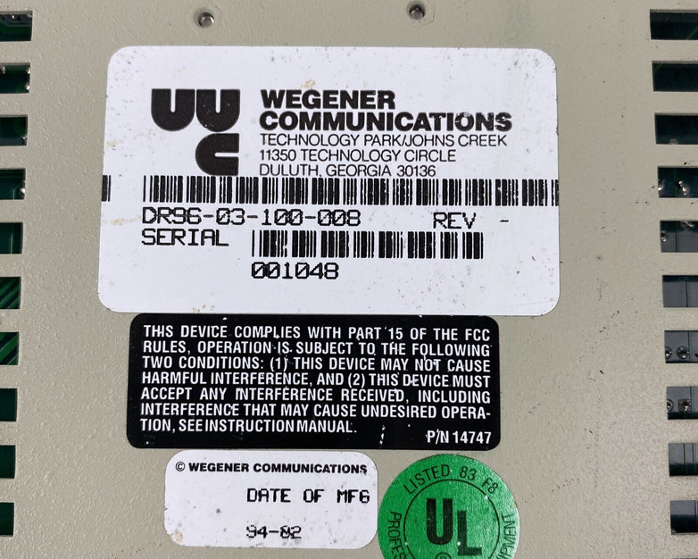 Wegener Communications Model DR96 Digital Audio Receiver