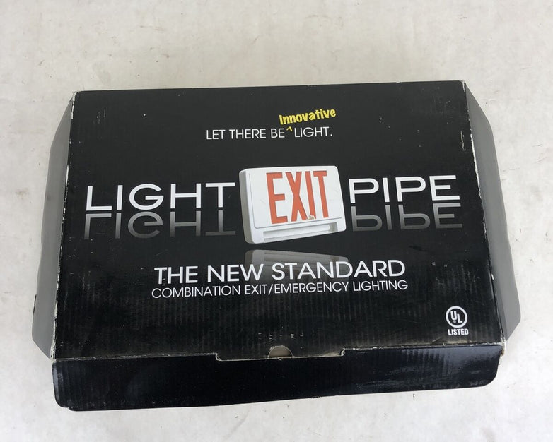 Standard Light Pipe LED Exit & Emergency Combo - Red Lettering with Black Board