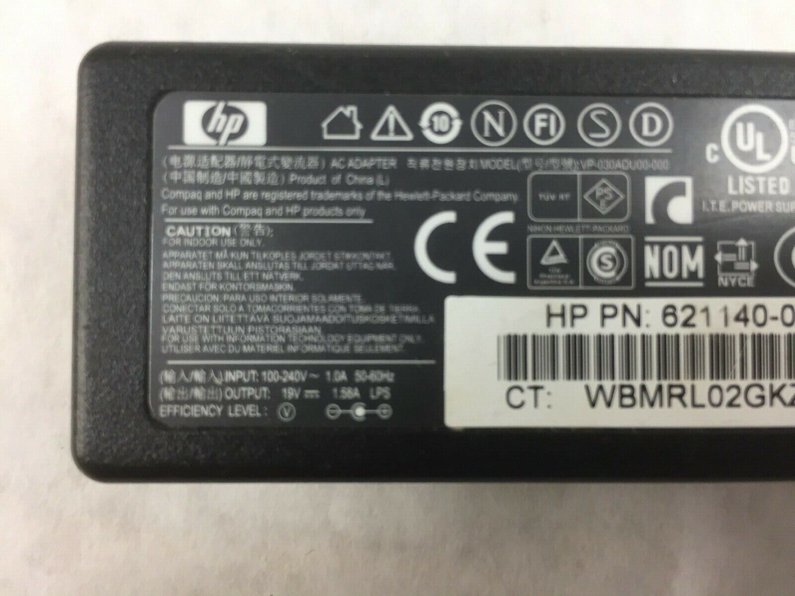 HP Original AC Adapter Power Supply Charger VP-030ADU00-000 621140-001