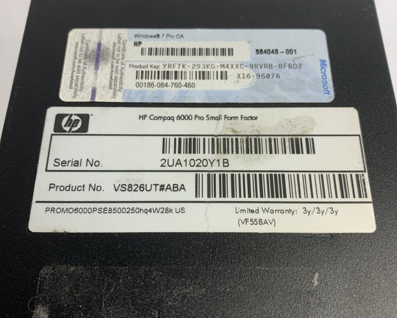 HP Compaq 6000 Pro SFF Intel Core 2 Duo E8500 3.16GHz 4GB RAM No HDD No OS