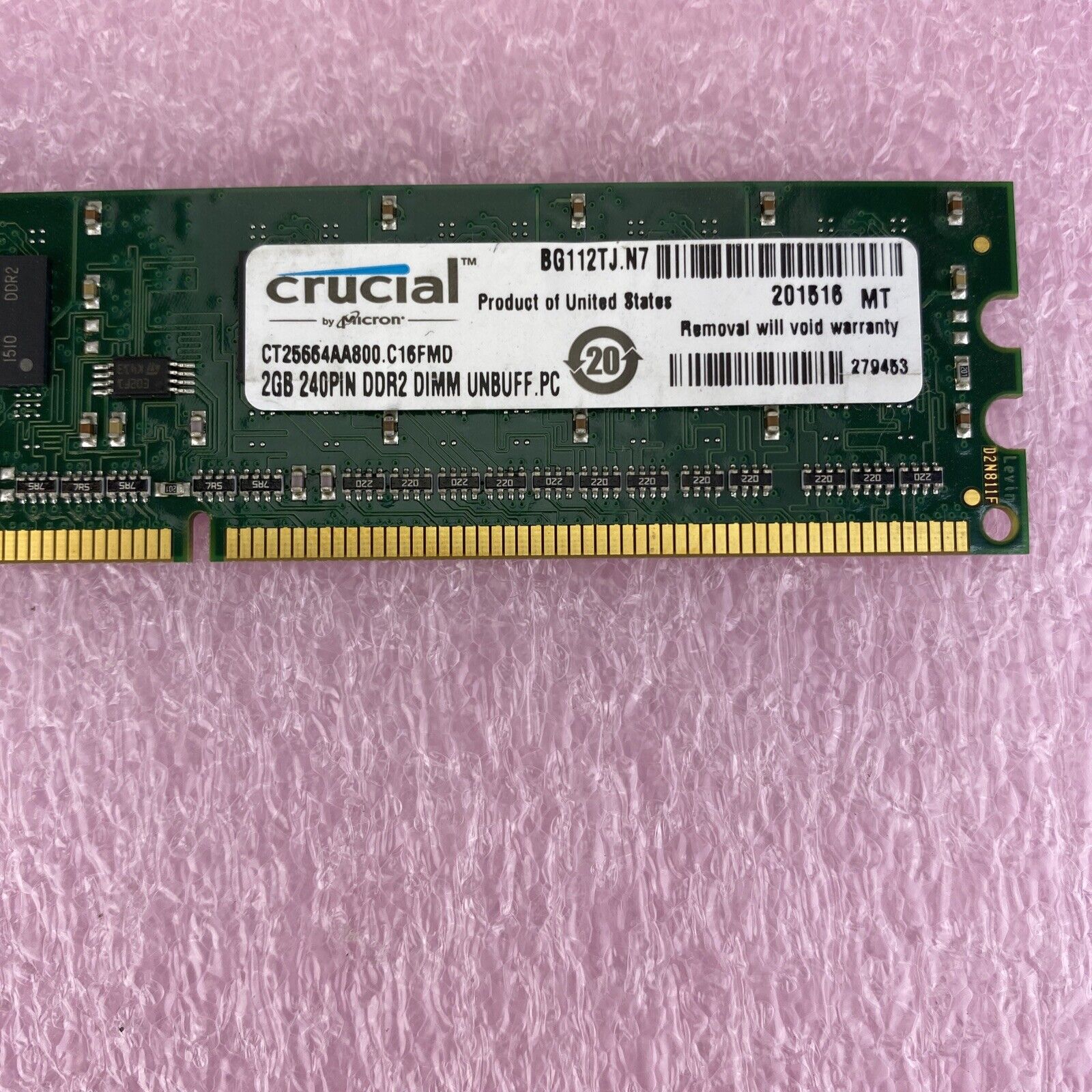 2GB Crucial CT25664AA800.C16FMD PC2-6400 800MHz non-ECC DDR2 RAM